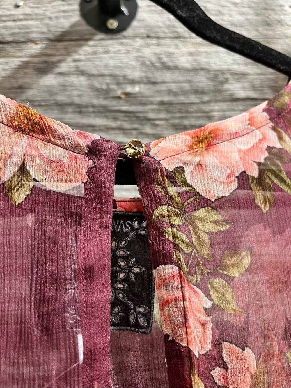 Johnny Was Winonna Silk Floral Sheer Maxi Dress Plum - Picture 8 of 10